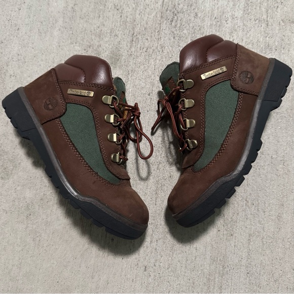 Timberland Men's “Beef and Broccoli” Brown and Green Boots Kids Size 2Y - Picture 1 of 8